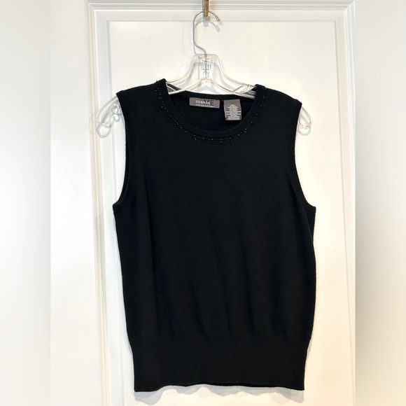 George Ladies Black Knit Tank size L with Beaded Neckline - Picture 1 of 3